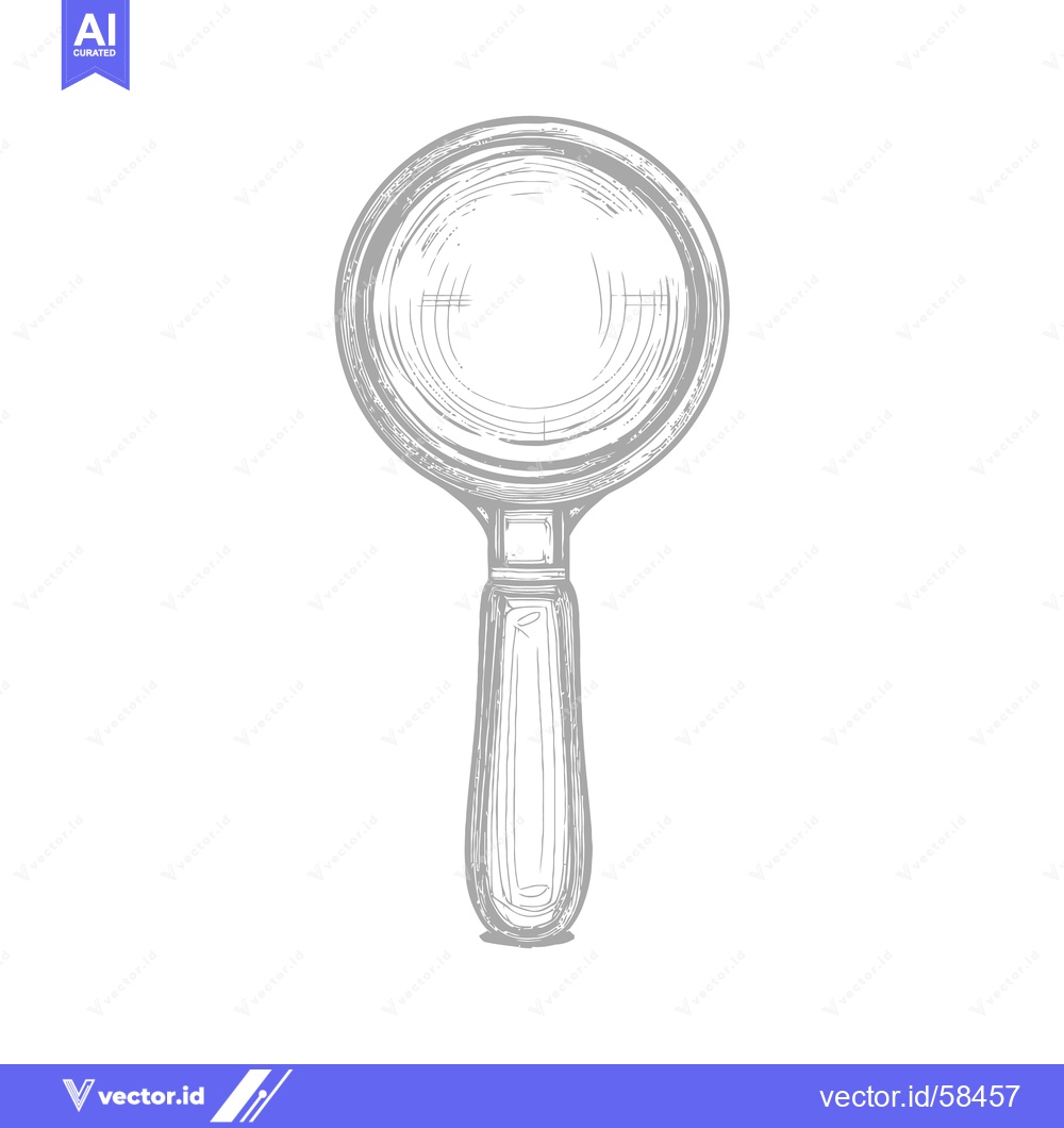 Premium Vector of A detailed sketch of a magnifying glass depicted in grayscale