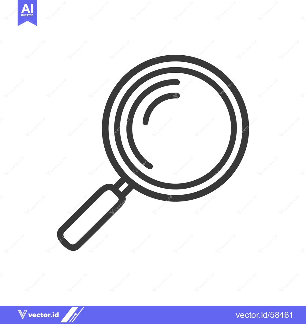 Premium Vector of Minimalist Magnifying Glass Icon: Sleek Line Art for Search and Discov