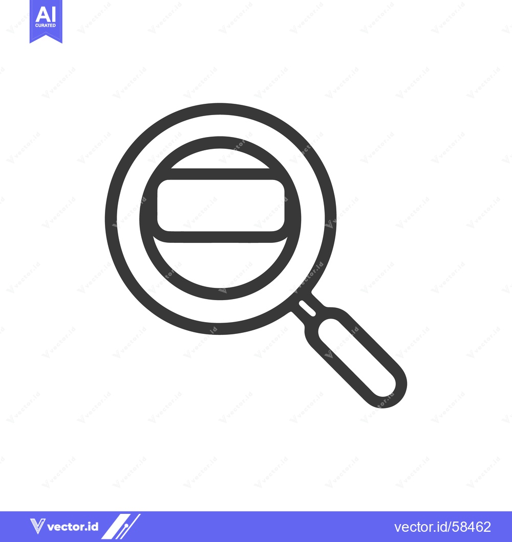 Premium Vector of Magnifying Glass Icon with Rounded Rectangle, Minimalist Design
