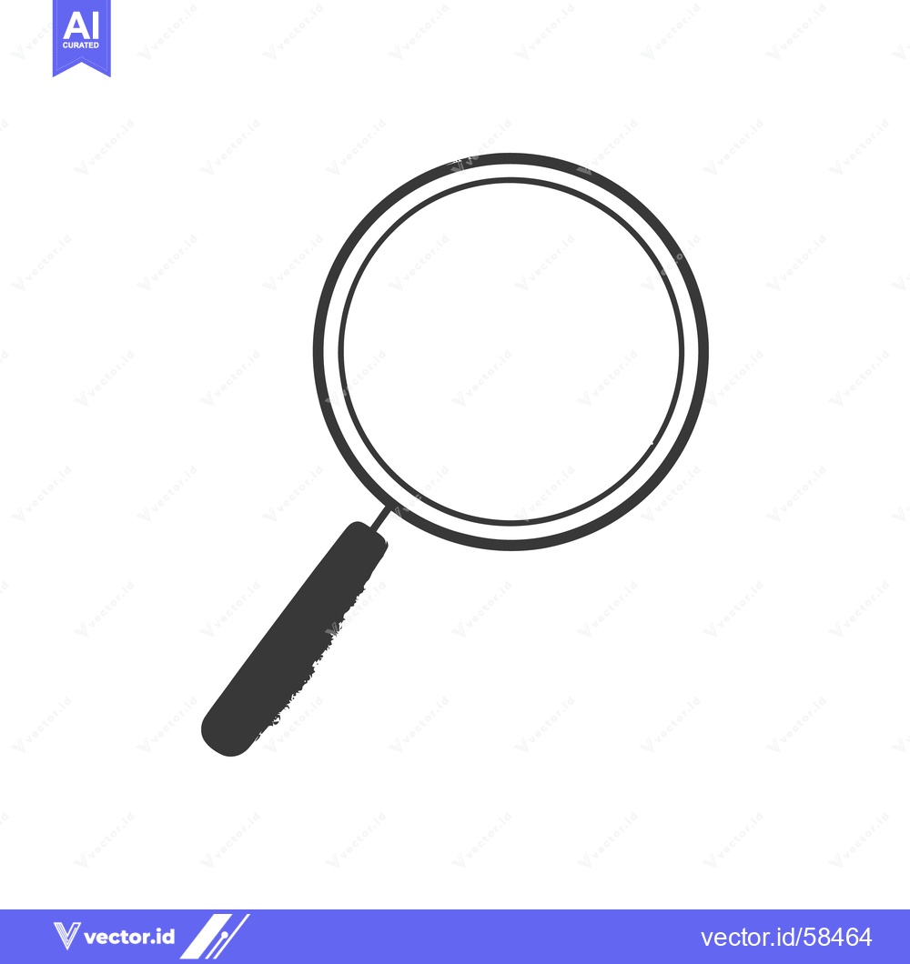 Premium Vector of Minimalist Magnifying Glass Icon on White Background, Search Symbol