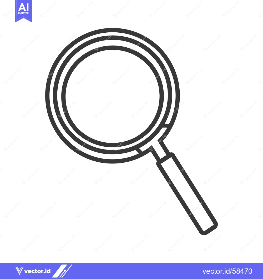 Premium Vector dari A simple black and white line drawing of a magnifying glass