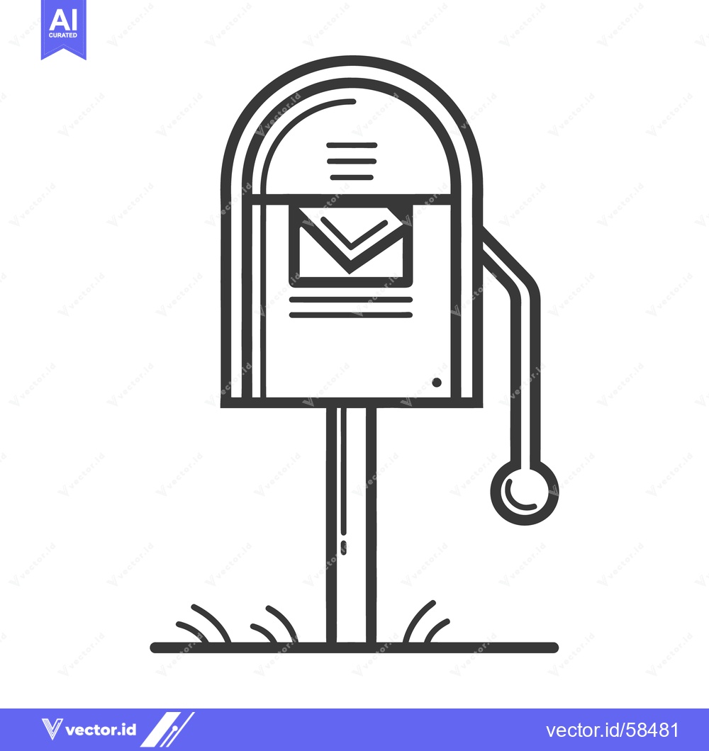 Premium Vector of A line drawing of a metal mailbox with a flag