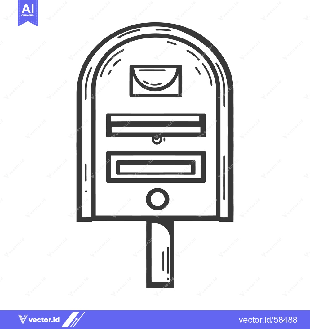 Premium Vector of A black and white illustration of a public mail receptacle
