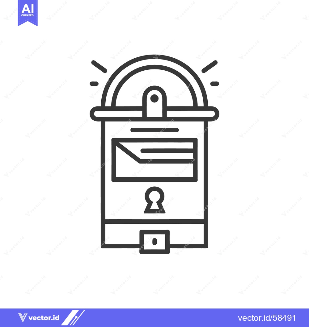 Premium Vector of A stylized outline drawing of a mailbox with keyhole and papers