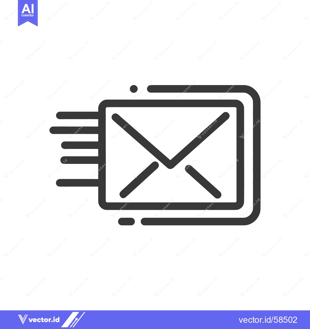 Premium Vector dari Fast Email Delivery Icon: Modern Black Outline on White Background