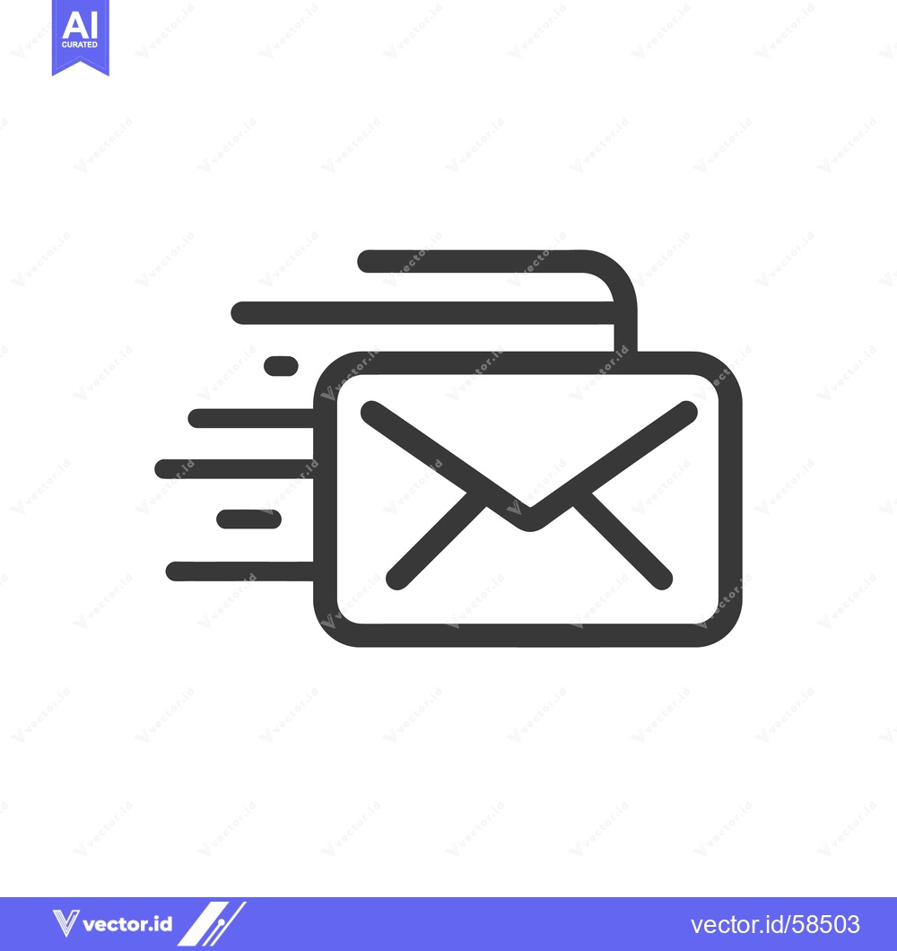 Premium Vector of Fast Delivery: Minimalist Email Icon with Motion Lines on White Backgr