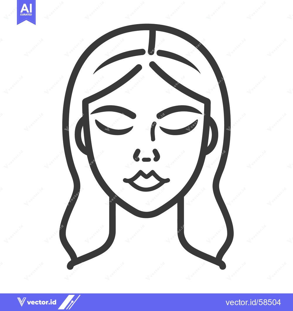 Premium Vector dari Line art of a woman with closed eyes and flowing hair