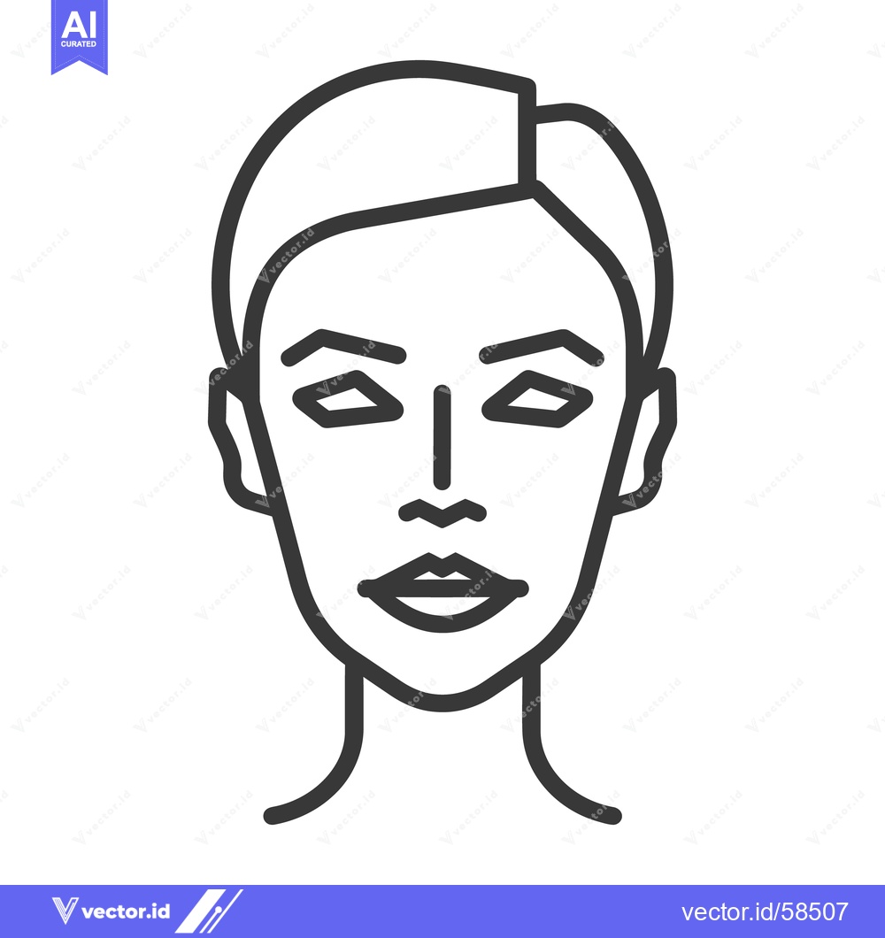 Premium Vector dari A minimalist line drawing of a human female face