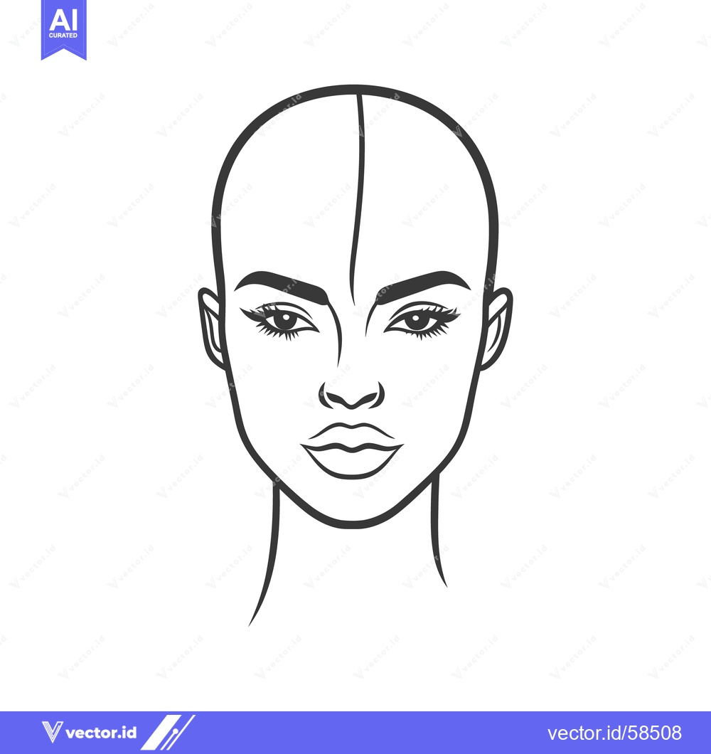 Premium Vector dari A symmetrical front view drawing of a human female face