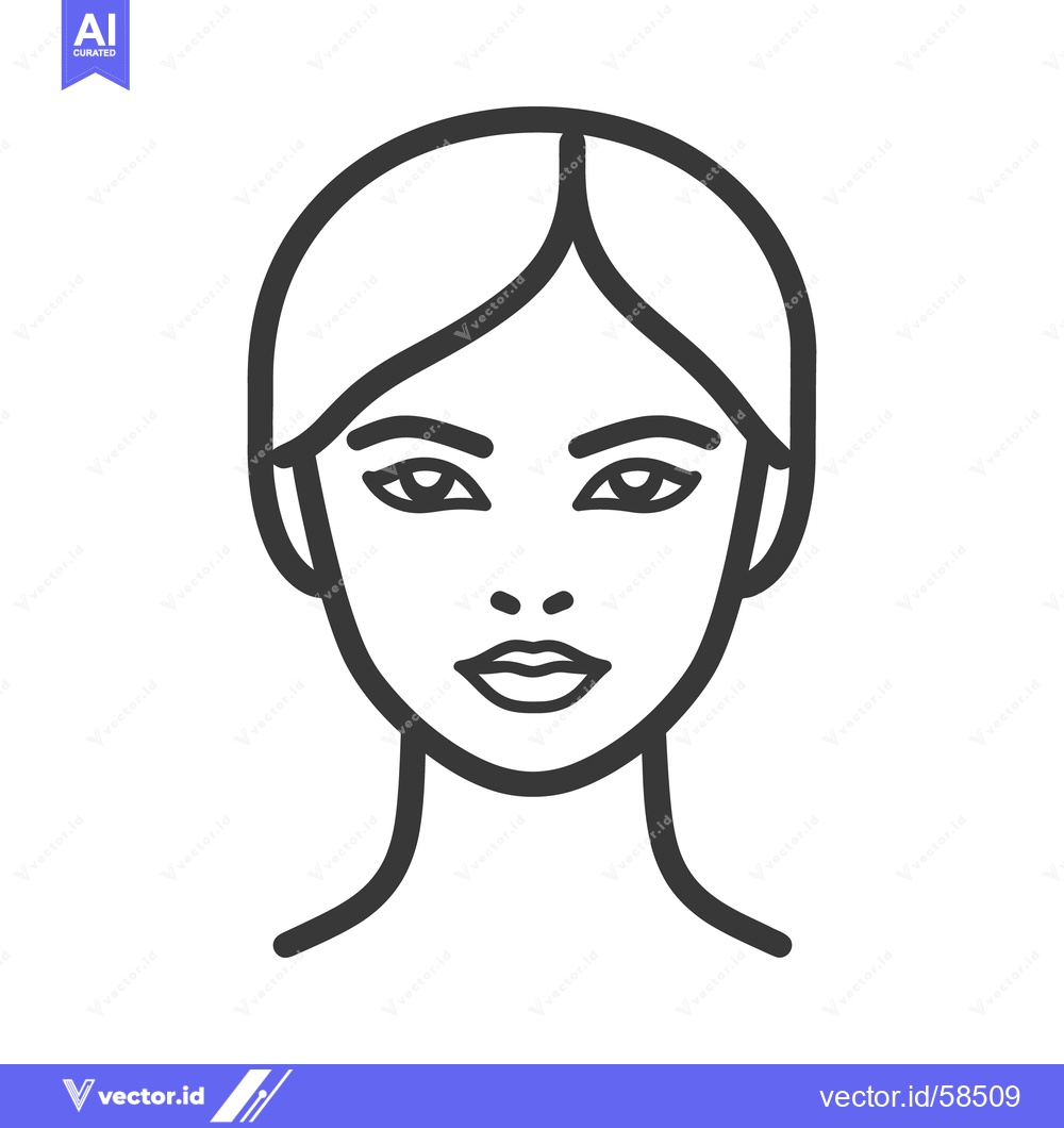 Premium Vector dari A simple line drawing illustrating the front view of a face