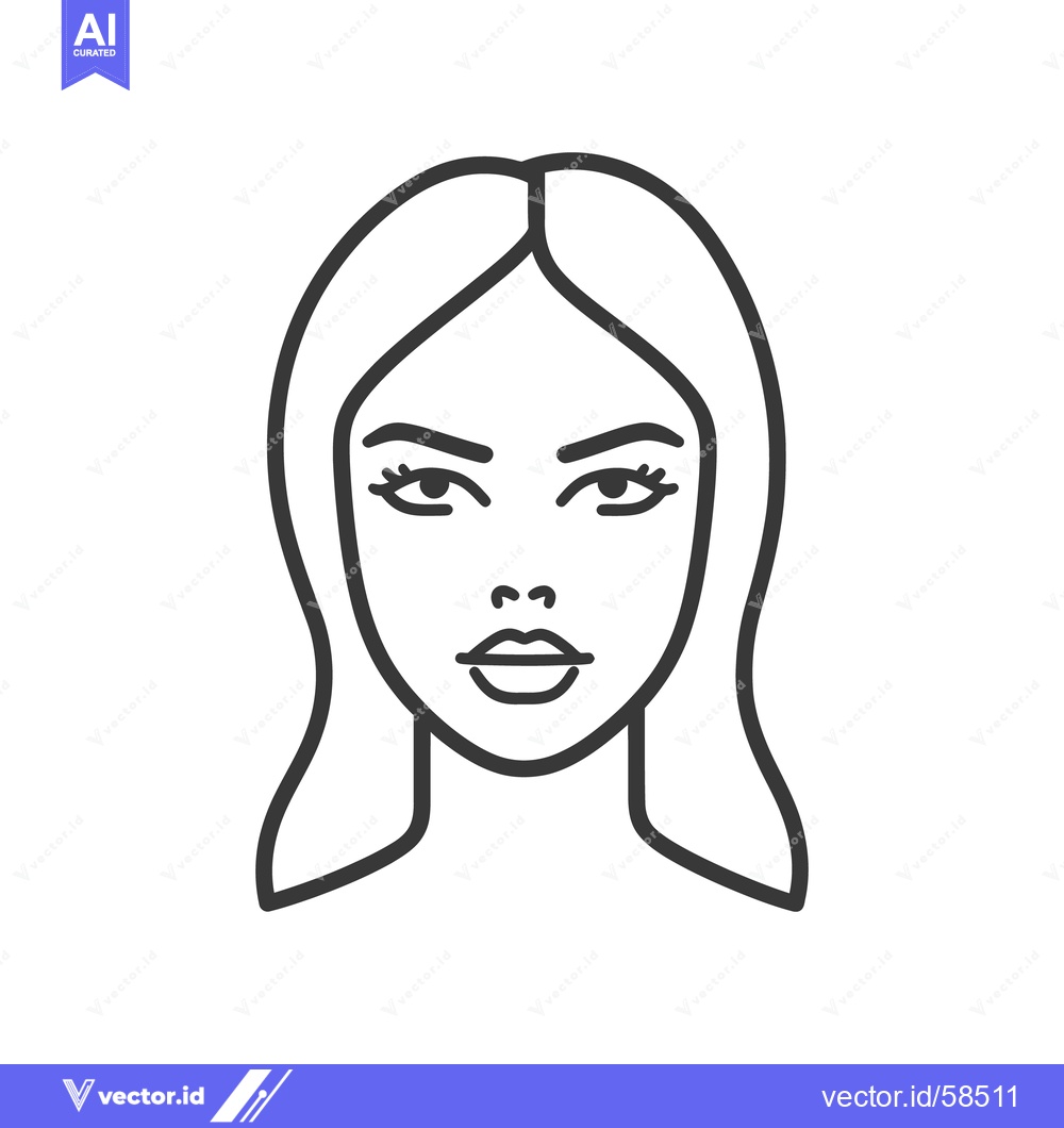 Premium Vector dari A stylized outline illustration depicting a womans face and hair
