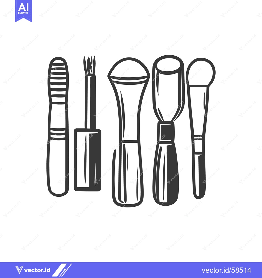 Premium Vector of Several cosmetic tools are illustrated in a simplistic black and white