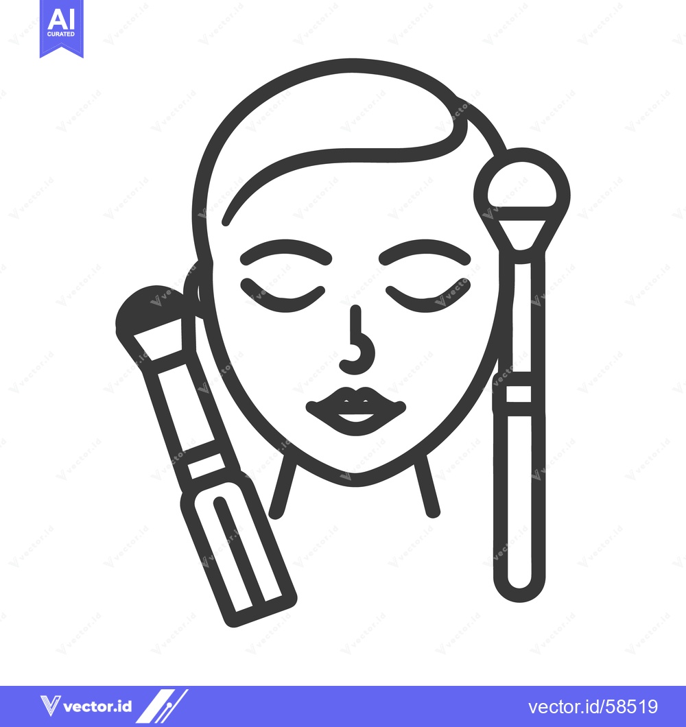 Premium Vector of A stylized illustration of a face and two cosmetic brushes
