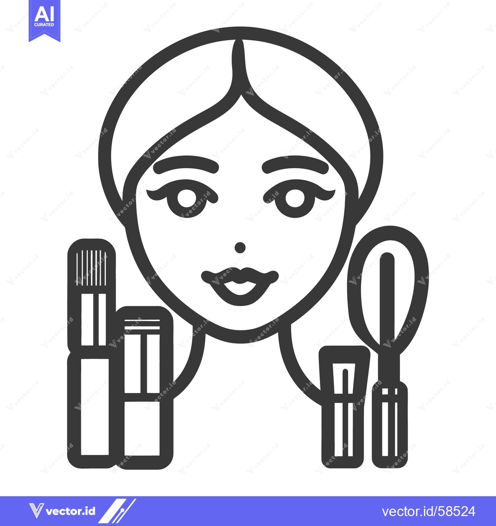 Premium Vector dari A stylized portrait of a woman with makeup tools