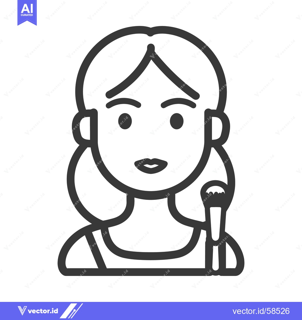 Premium Vector of A minimalist line drawing of a woman holding a makeup brush
