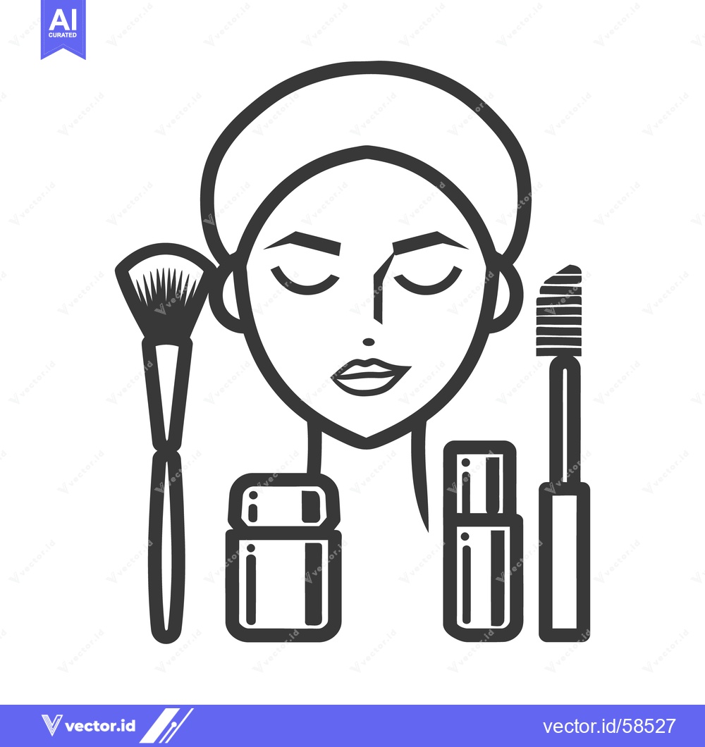 Premium Vector of A minimalist illustration of a woman applying makeup to face