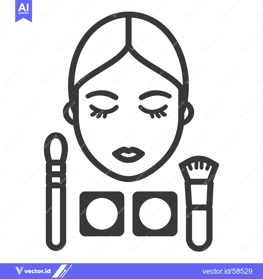 Premium Vector of A simple monochrome illustration showing female face and makeup tools