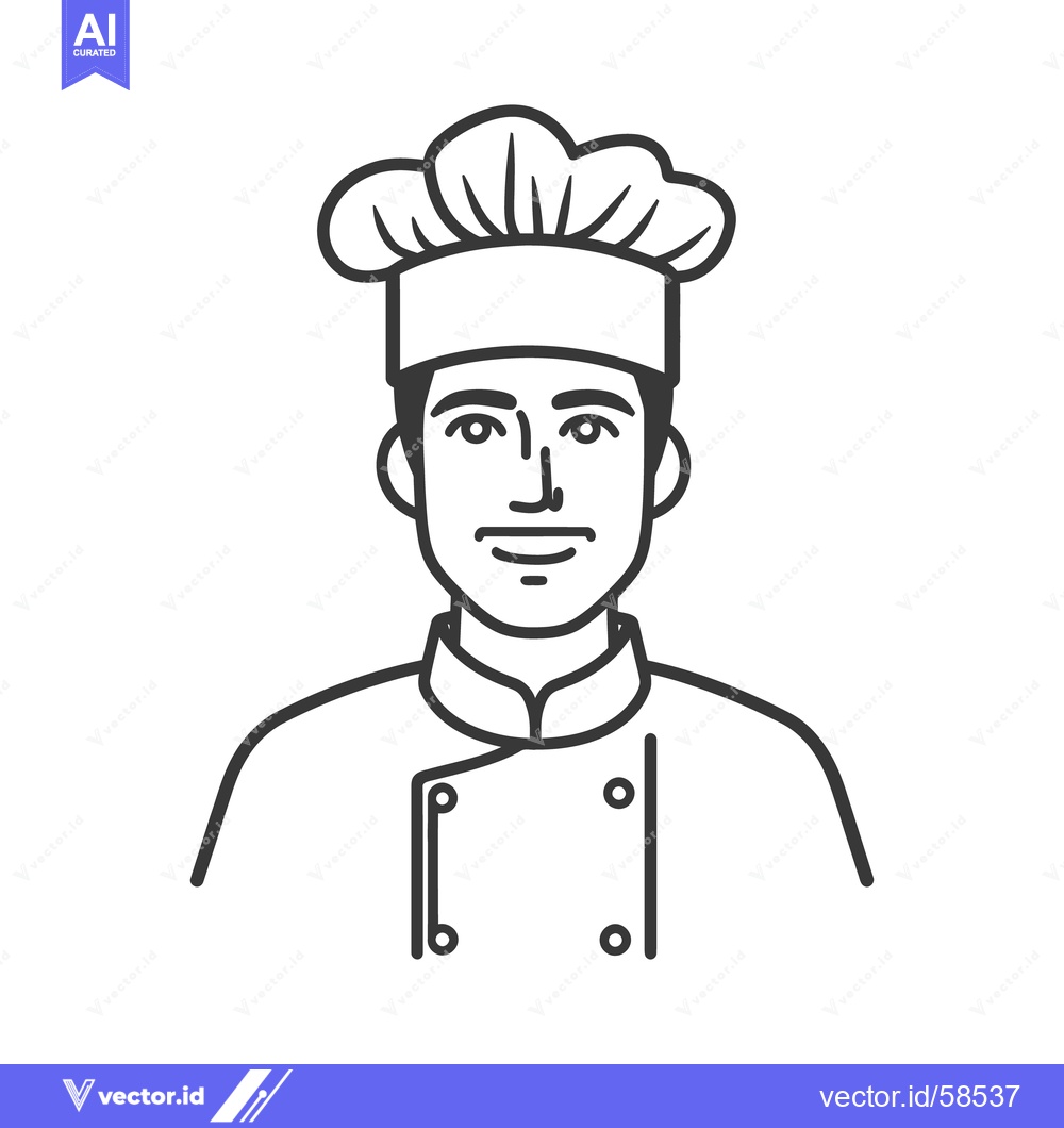 Premium Vector dari An illustrated image showing a chef wearing a tall white hat