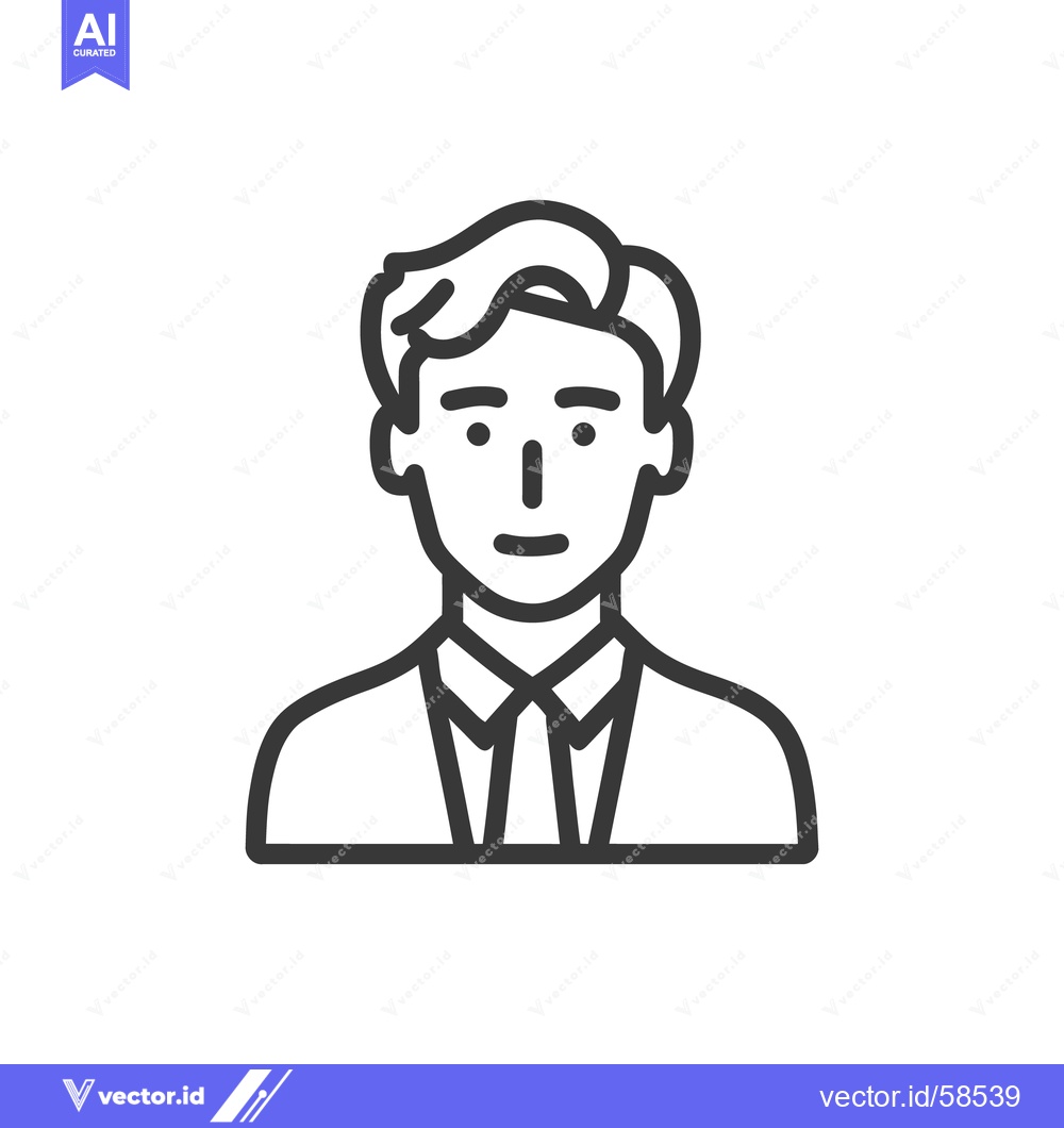 Premium Vector of Minimalist Line Art Portrait of a Young Professional in Suit and Tie