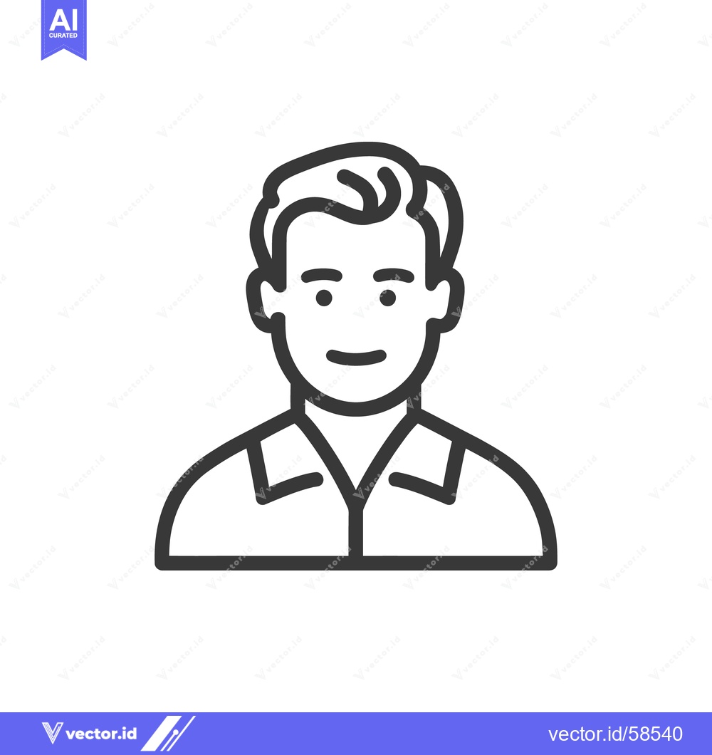 Premium Vector dari Minimalist Line Art Portrait: Smiling Man with Short Hair and Shirt
