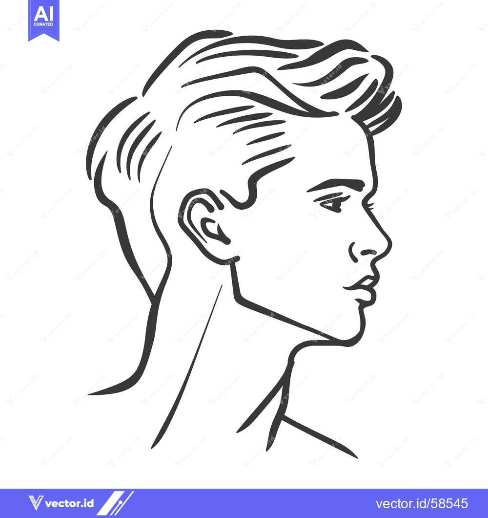 Premium Vector dari Side profile outline of a young man looking forward