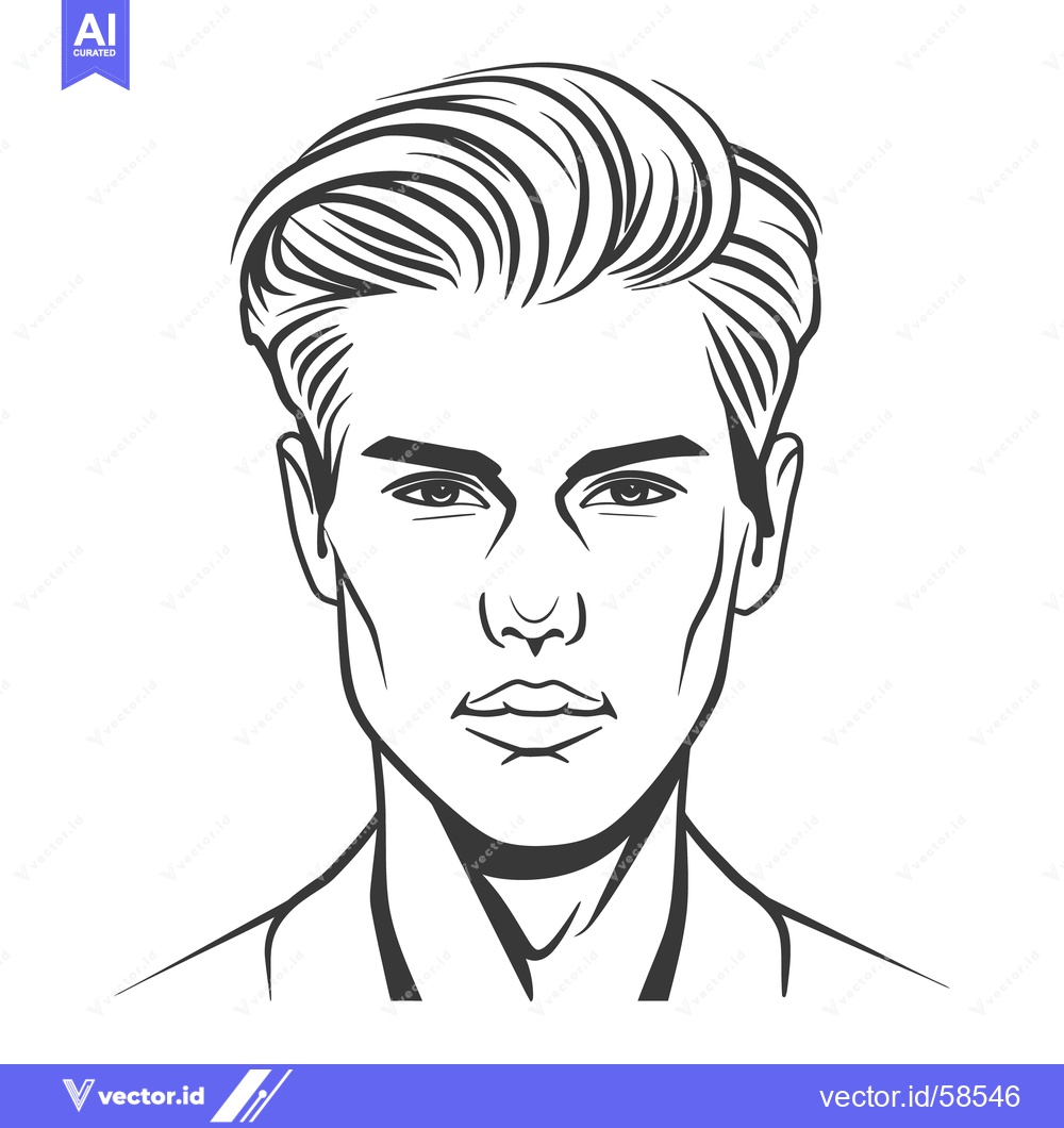 Premium Vector dari A black and white illustration of a stylish mans face