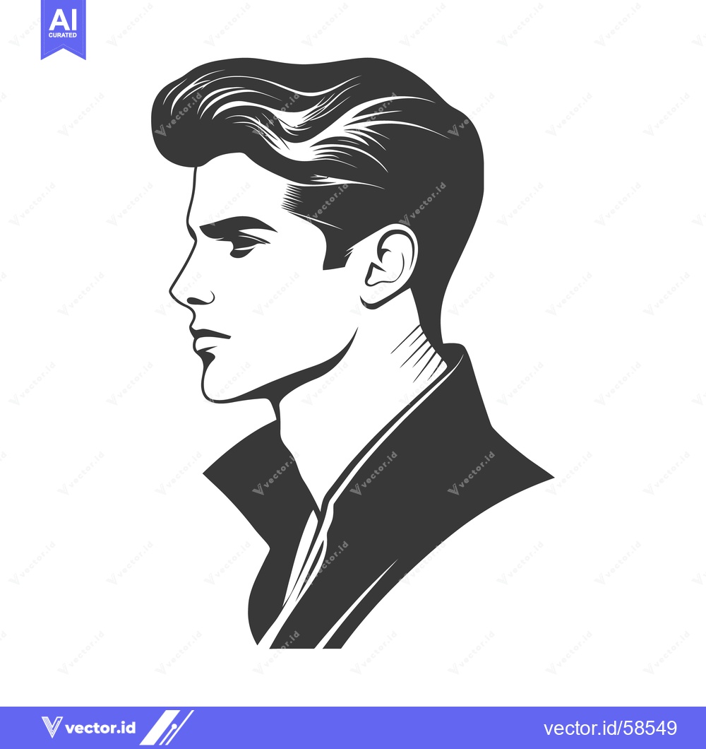 Premium Vector of A stylized monochrome portrait of a man in profile
