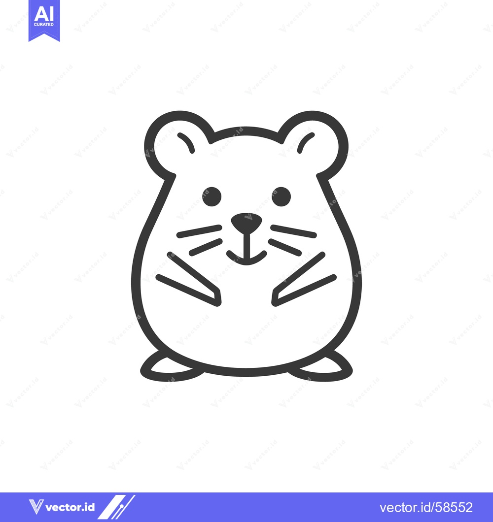 Premium Vector dari A simple outlined illustration of a cute and chubby little rodent