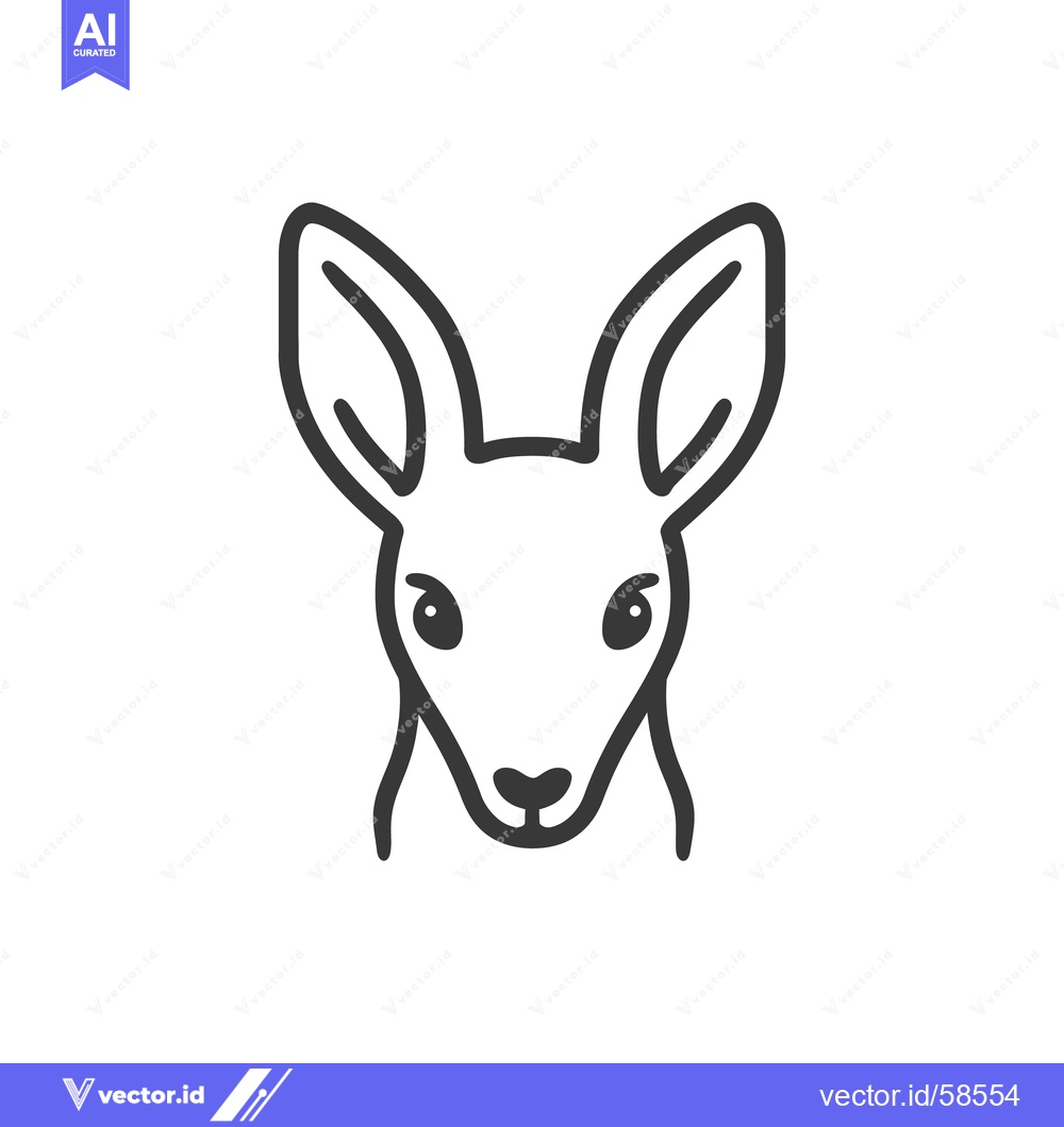 Premium Vector dari A simple black and white outline of a kangaroo face