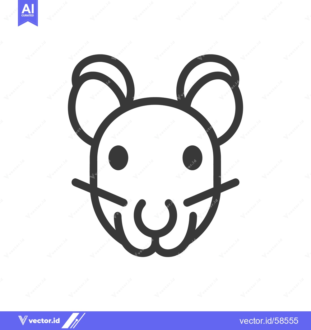 Premium Vector dari A simple and stylized black line drawing of a mouse face