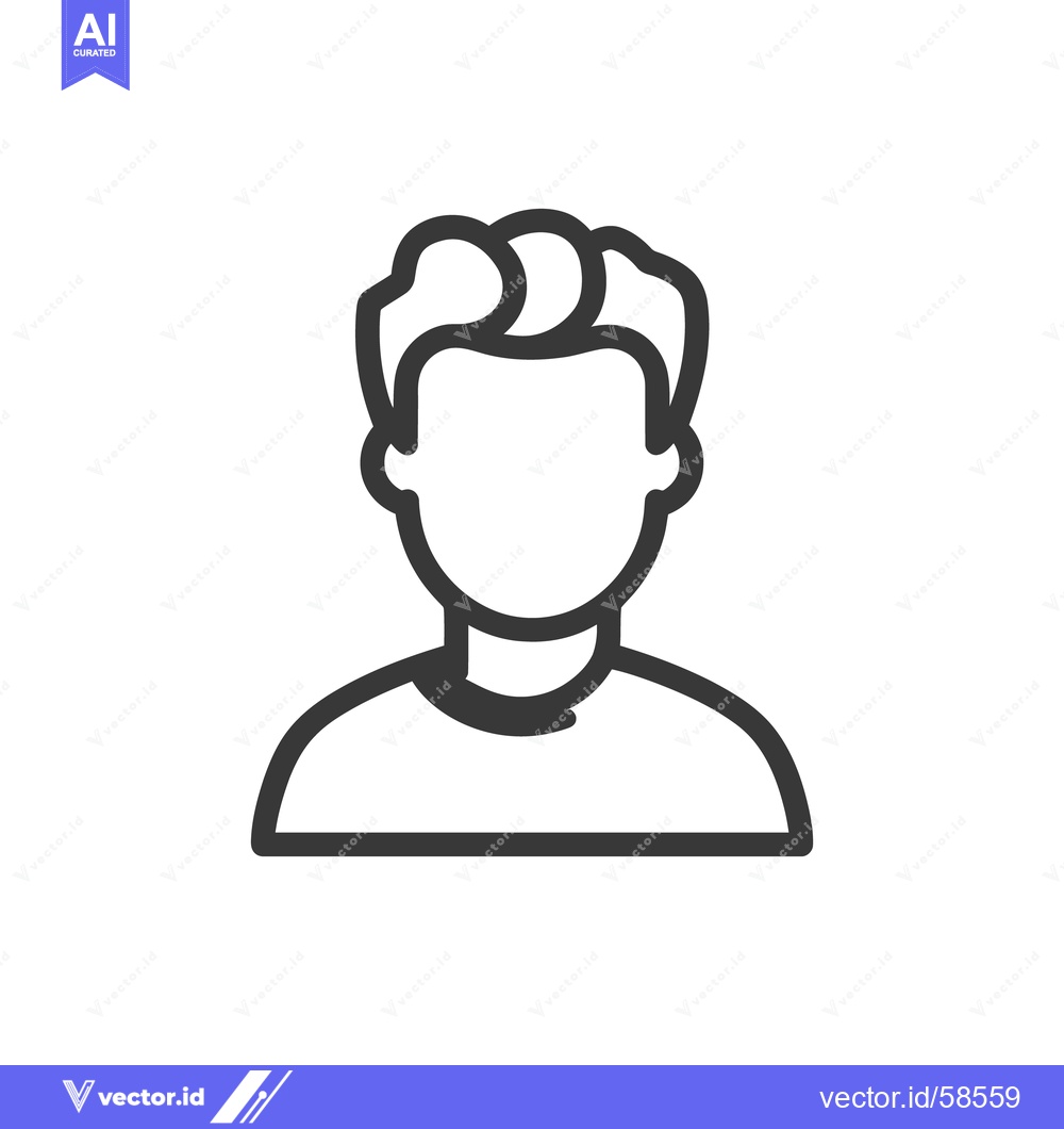 Premium Vector of Minimalist Man Icon: Faceless Figure with Stylish Hair Outline on Whit
