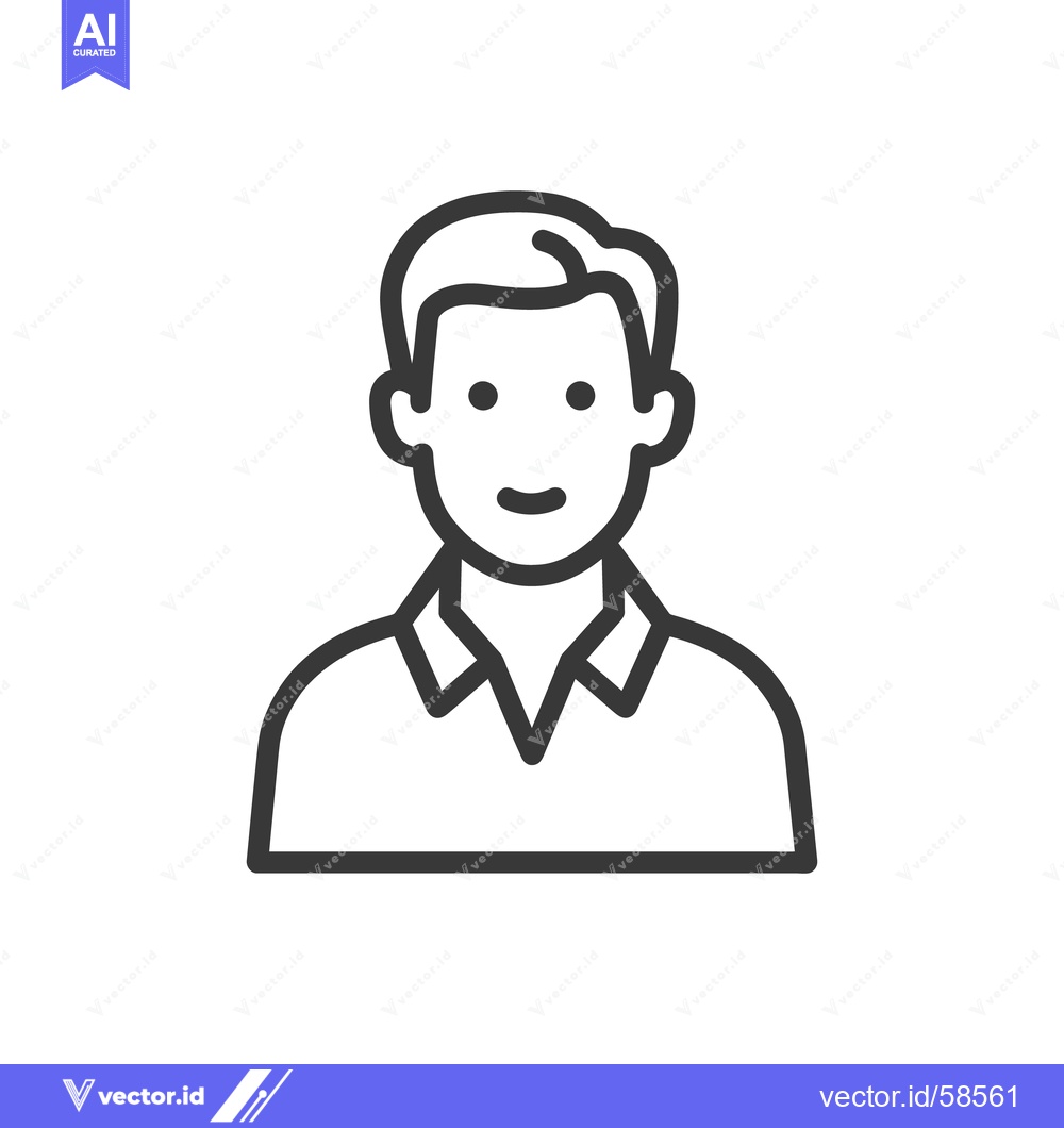 Premium Vector dari Minimalist Line Art Portrait of a Smiling Man in Shirt