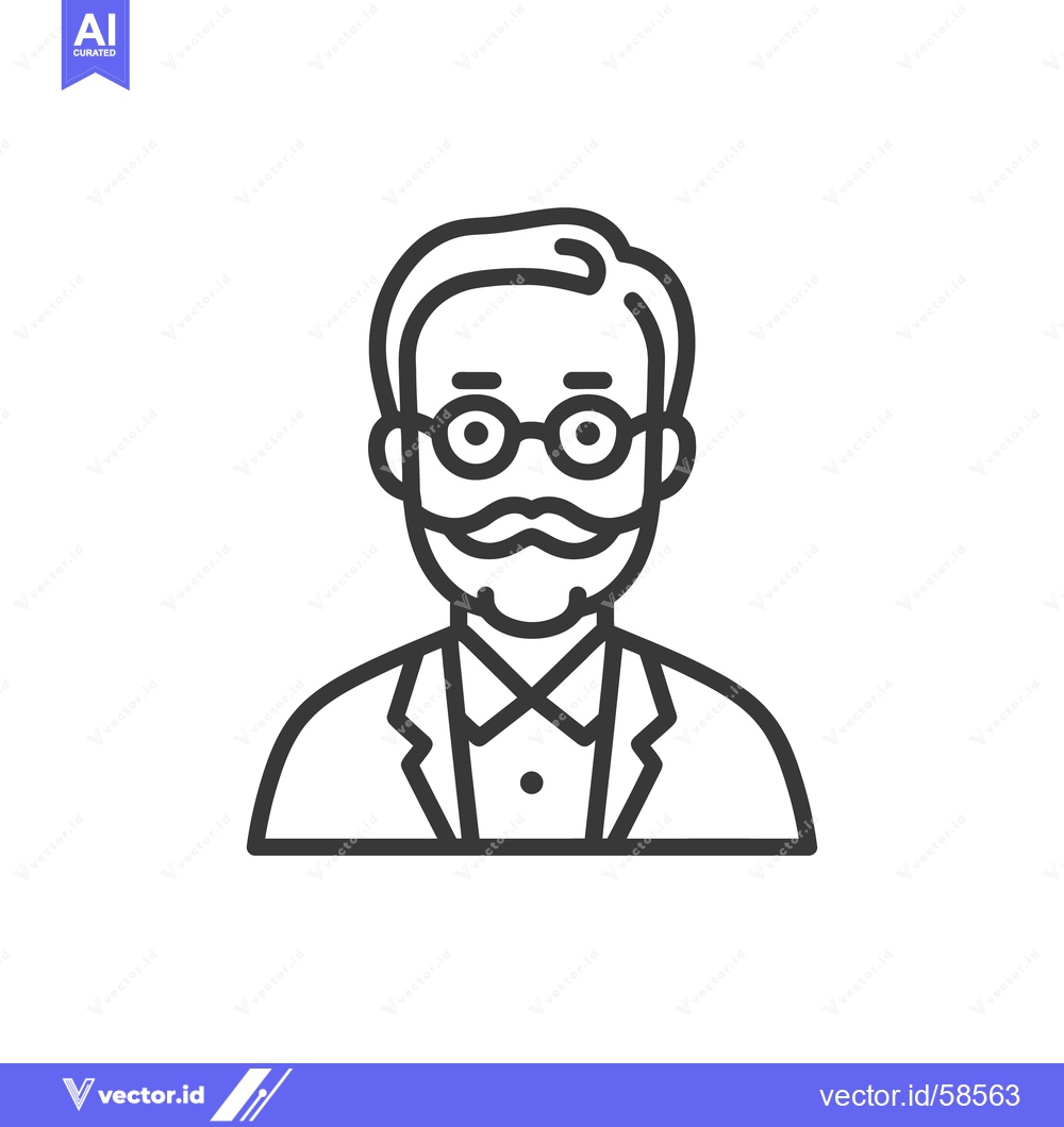 Premium Vector dari Minimalist Icon of a Man with Glasses and Moustache in Suit