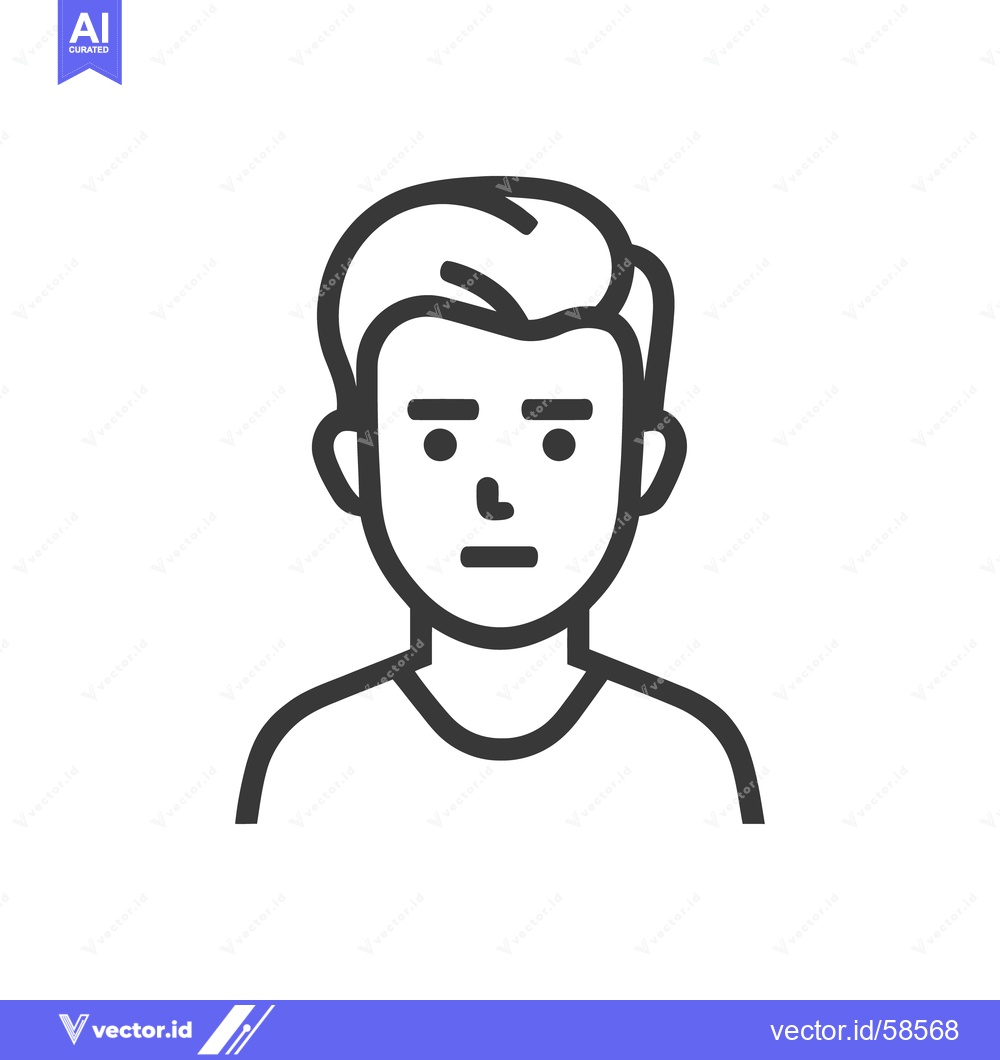 Premium Vector dari Minimalist Man Icon: Clean Line Art Portrait with Modern Hairstyle
