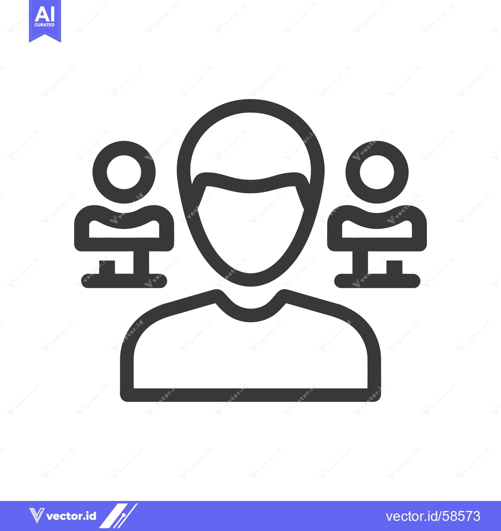 Premium Vector dari Teamwork Icon: Leader with Two Team Members Outline Style