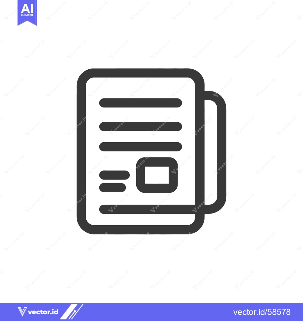 Premium Vector of Minimalist Newspaper Icon with Rounded Edges and Bold Lines