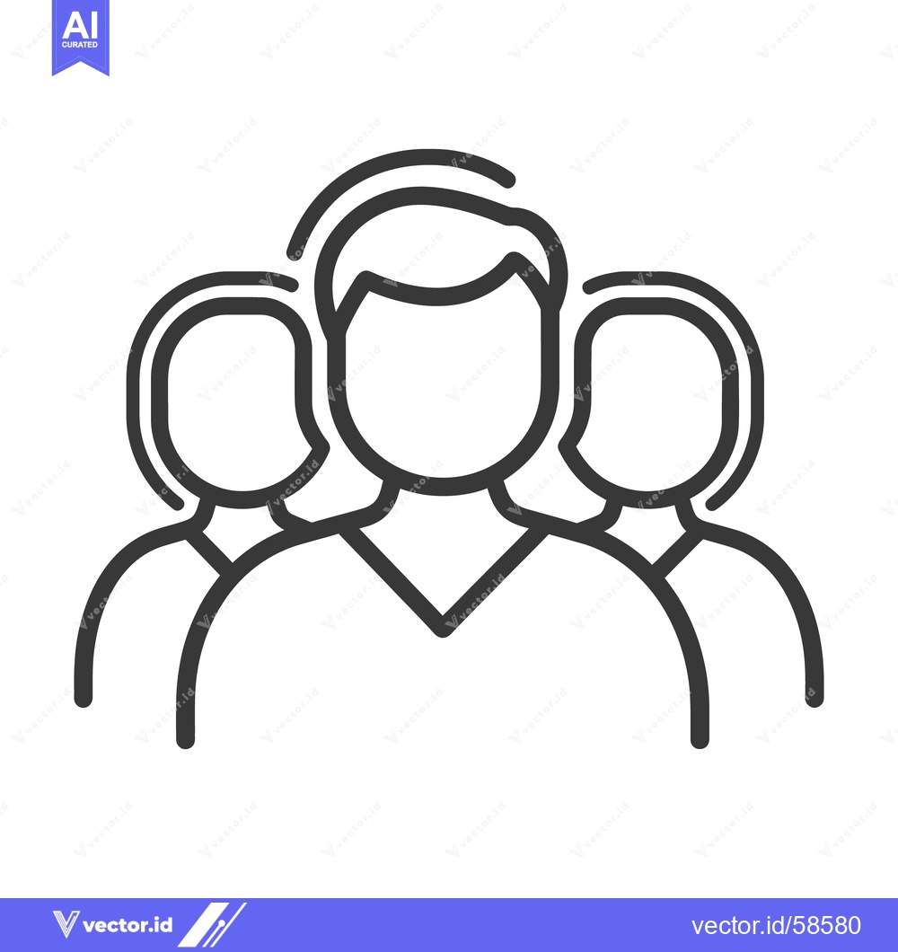 Premium Vector of Group of three people represented by simple black line art