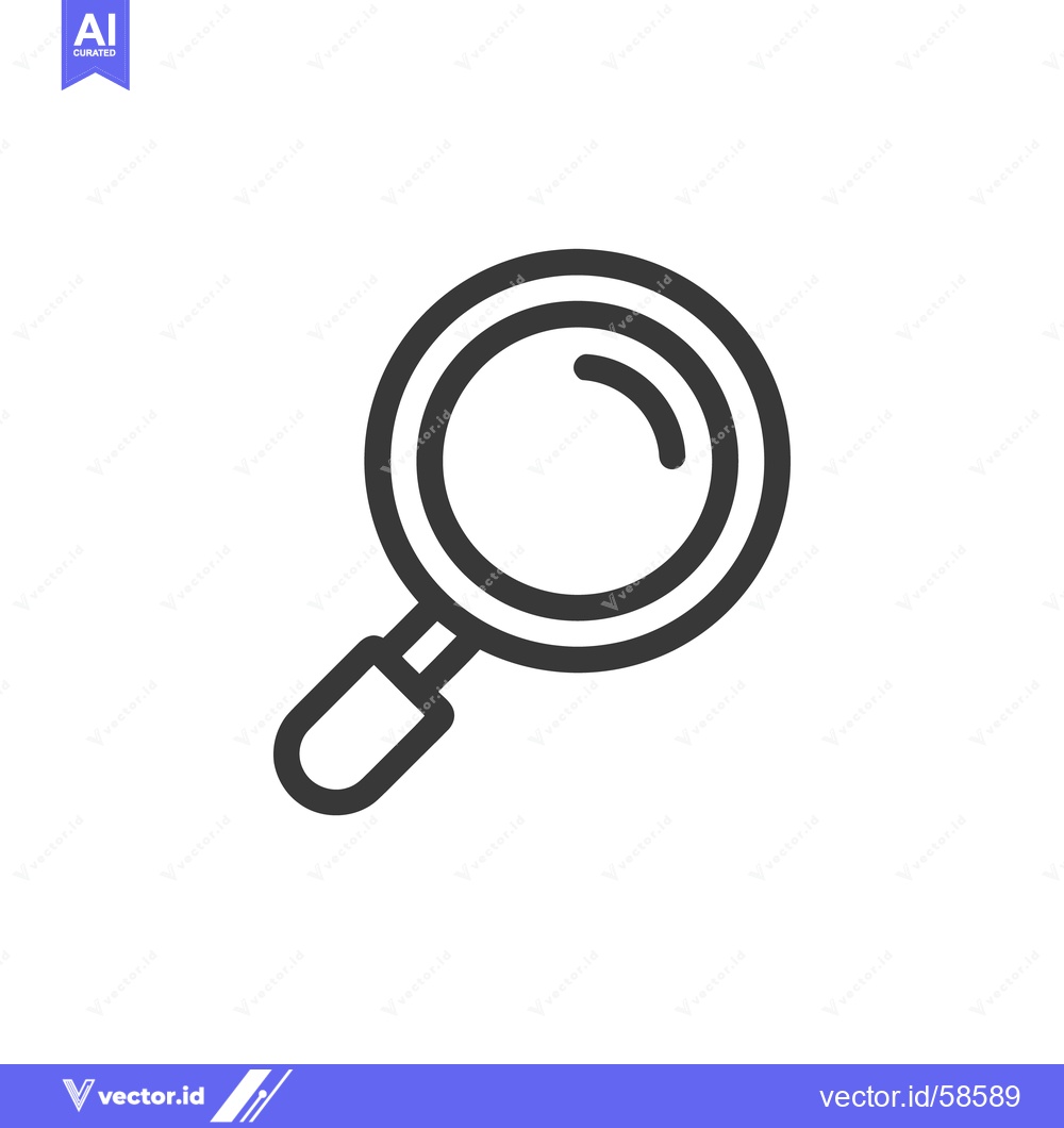Premium Vector dari Simple Magnifying Glass Icon on White Background, Minimalist Design
