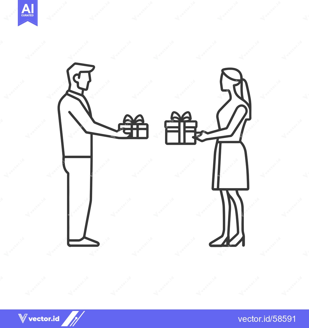 Premium Vector dari Man and Woman Exchanging Gifts