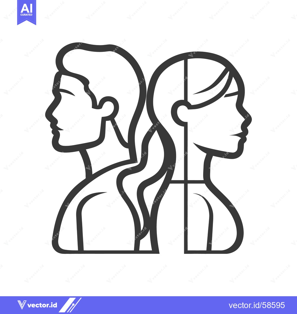 Premium Vector of Male and Female Silhouettes Shown Back to Back in Profile
