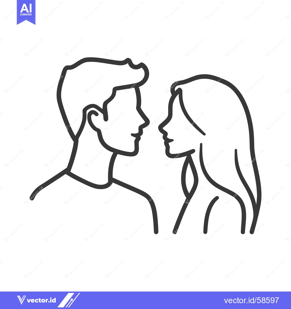 Premium Vector of A man and woman facing each other in silhouette profile
