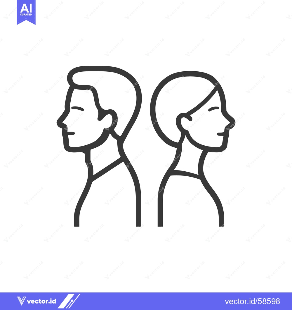 Premium Vector dari Two people standing back to back in a simple linear illustration