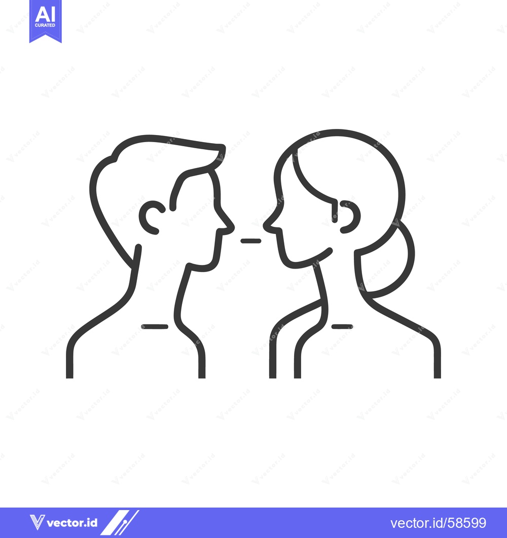 Premium Vector dari Two people facing each other in a minimalist line drawing