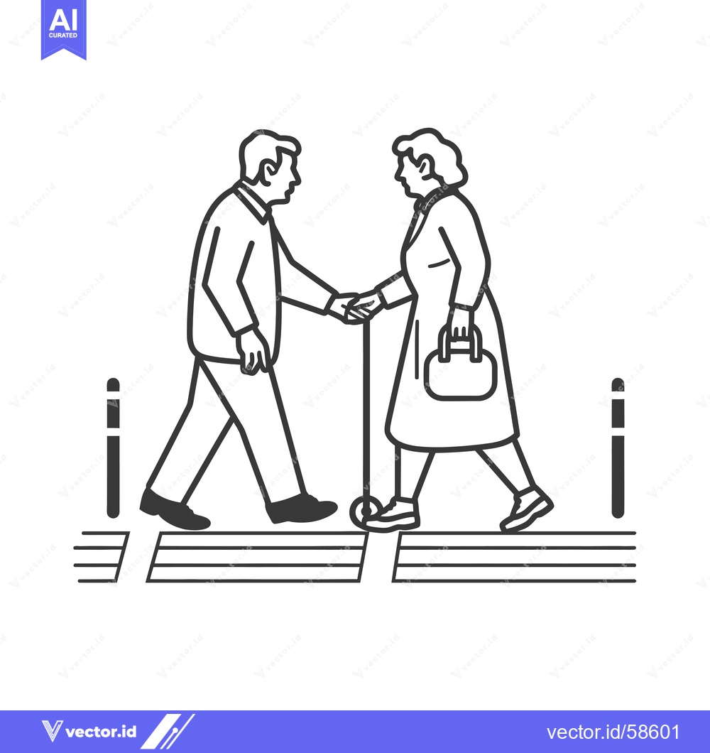 Premium Vector dari Man and Woman Shaking Hands at a Crosswalk