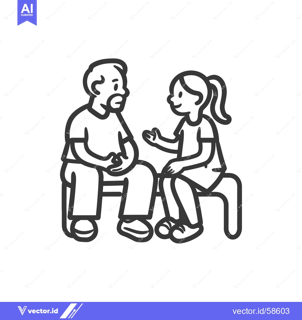 Premium Vector of Man and Woman Sitting and Talking on a Bench