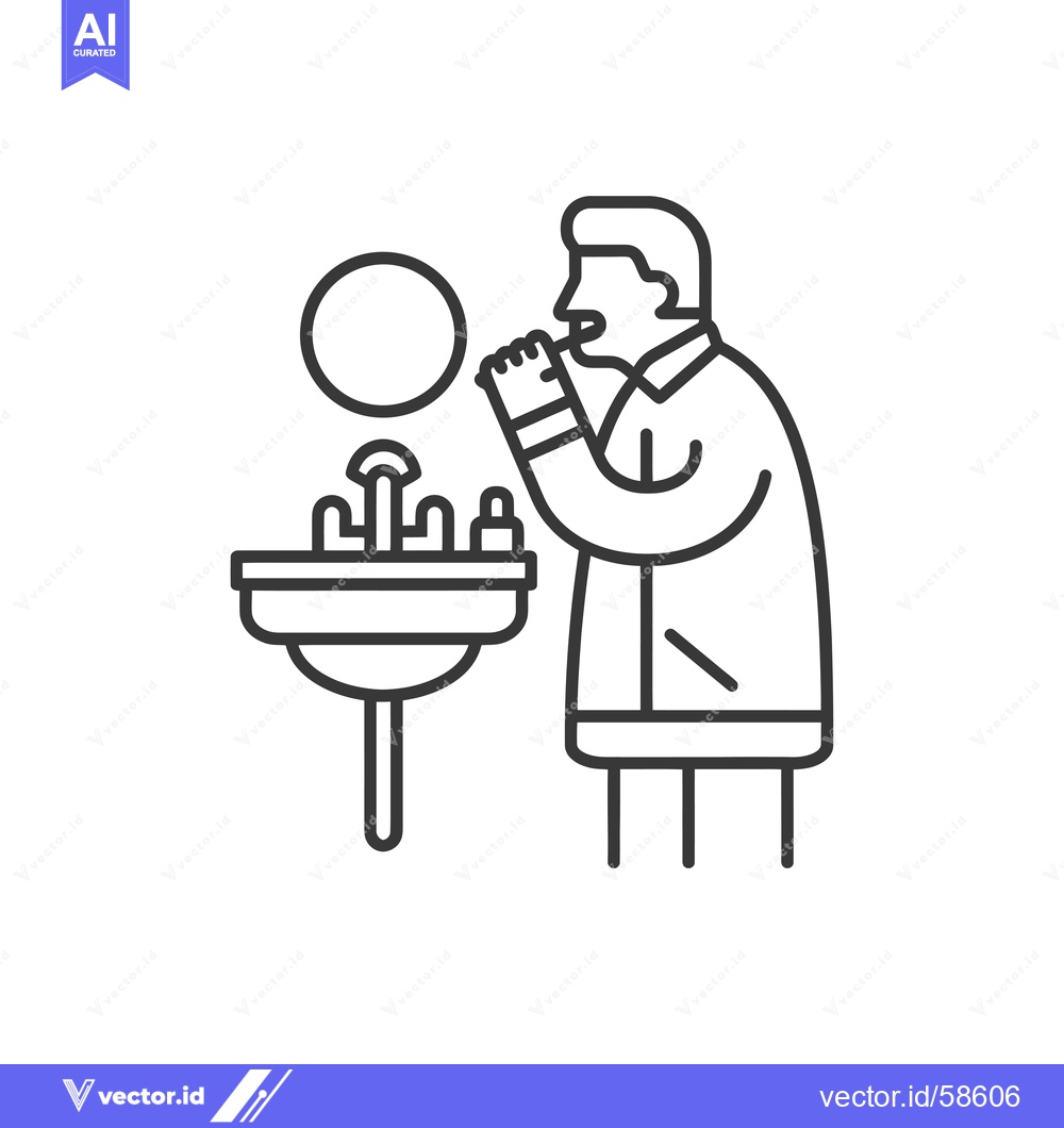 Premium Vector dari Man Brushing His Teeth in Front of a Bathroom Sink