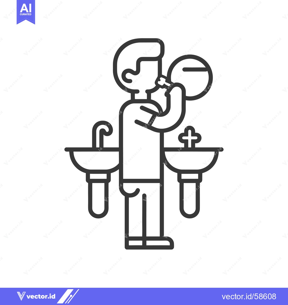 Premium Vector dari Man brushing his teeth in front of a mirror