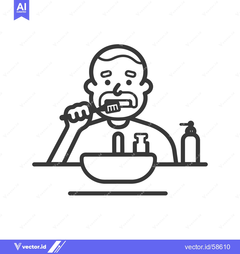 Premium Vector dari Man brushing his teeth in the bathroom