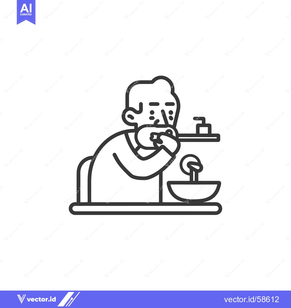 Premium Vector of Man Brushing Teeth at Bathroom Sink