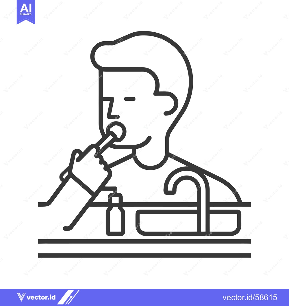 Premium Vector of Man Brushing Teeth in Bathroom Sink